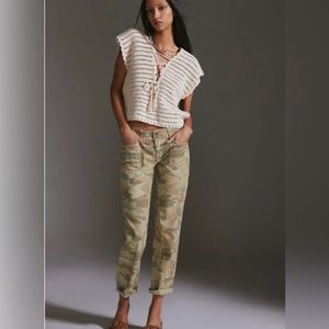 Anthropologie Camo Ankle Crop Jeans in Olive & Tan